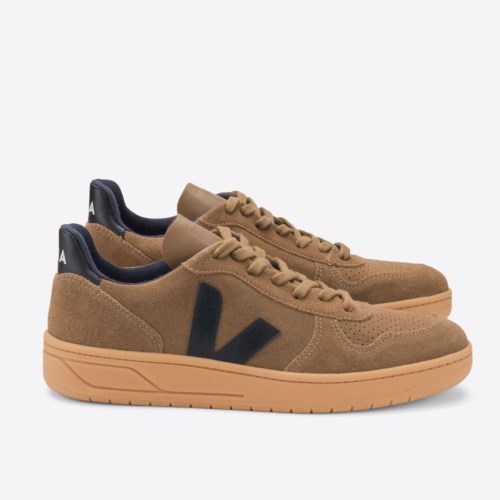 Veja V-10 Suede Mens Trainers Brown UK 56796